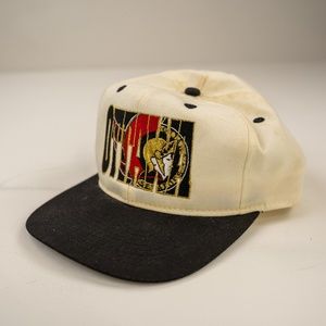 Vintage 90s Ottawa Senators White Black Block Logo